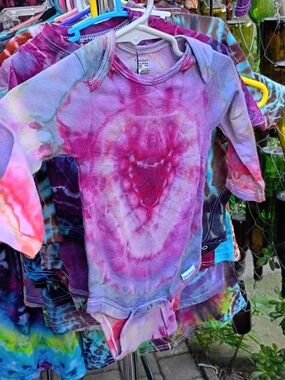 Tie-Dye Long-Sleeve Baby Onesie - Pink/Blue -6-9 Months Gerber